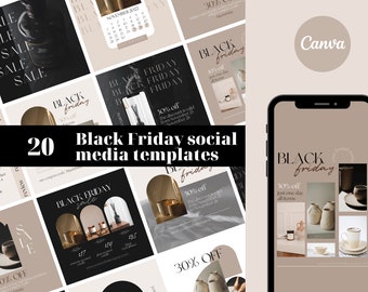 Black Friday Social Media Templates, Werbe Instagram Canva Templates, Sale Booster, Elegant Stories Templates, Pinterest, Facebook