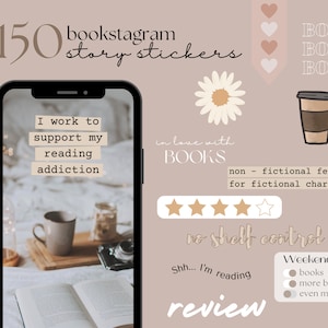 150 adesivi per storie di Instagram, modello Bookstagram, adesivi Instagram Bookworm, Bookstagrammer, adesivi per blogger di libri, adesivi IG per libri accoglienti