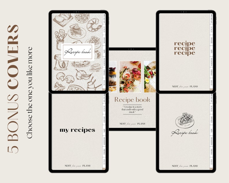 Digital Recipe Book, Digital Weekly Meal Planner, Goodnotes Cookbook