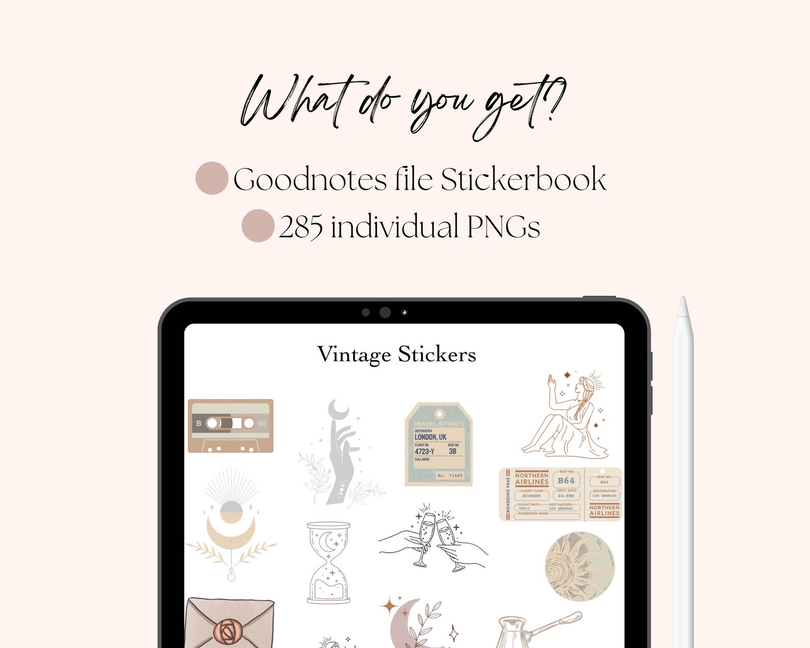 Everyday Vintage Digital Stickers Goodnotes, PNG Boho Stickers, Digital ...