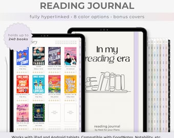 Digital Reading Journal, Minimal Reading Tracker for iPad, GoodNotes Book Journal, Android Reading Log, Book Review, Bookshelf, Notability