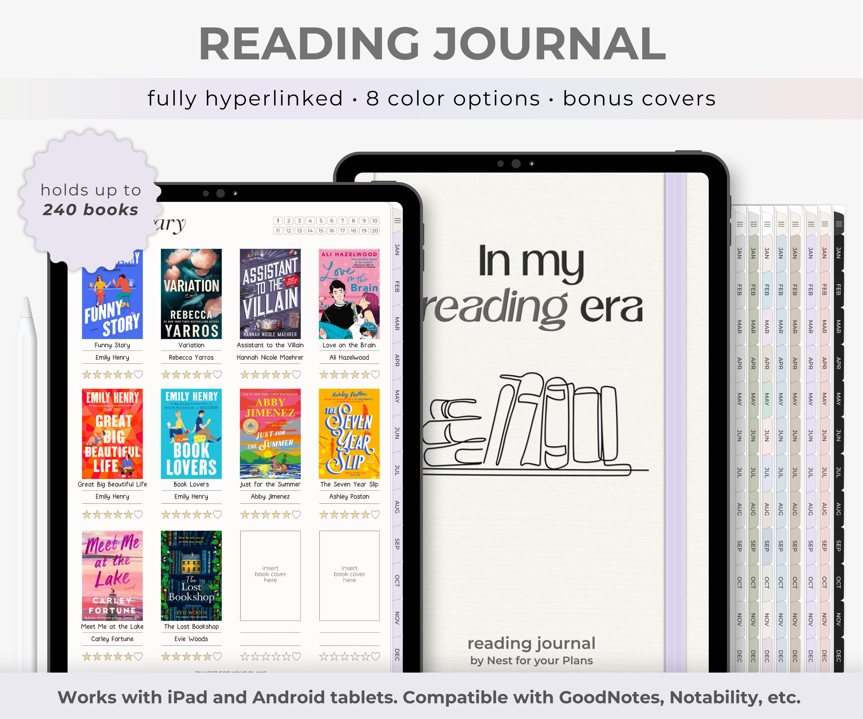 Digital Reading Journal, Minimal Reading Tracker for Ipad, Goodnotes ...