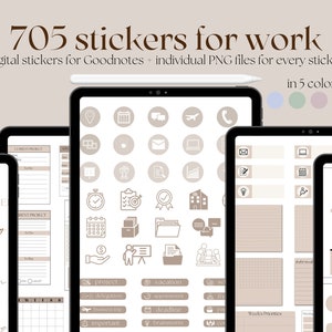 705 Planning Digital Stickers, Work Essentials Goodnotes Stickerbook, Project Planner, Marketing Stickers, Business PNG Stickers, Notability