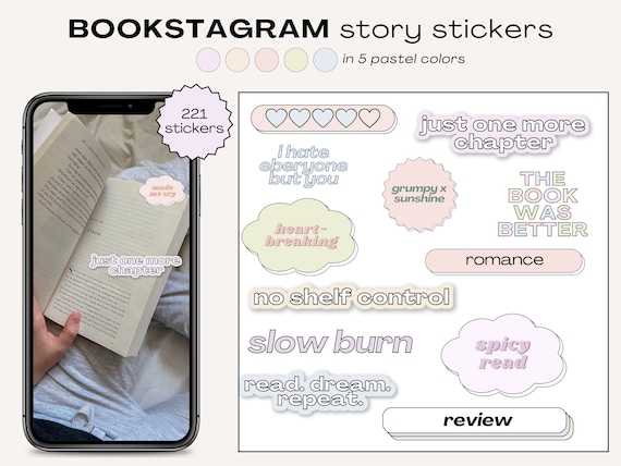 Bookish Stickers for Instagram Stories | Bookstagram Template | Bookworm Instagram | Bookstagrammer | Book Blogger | Pastel Book IG Stickers