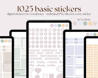 Everyday Basic Digital Stickers Pack, Goodnotes StickerBook, Widgets Sticker Bundle for Digital Planning iPad, Sticky Notes, Notability