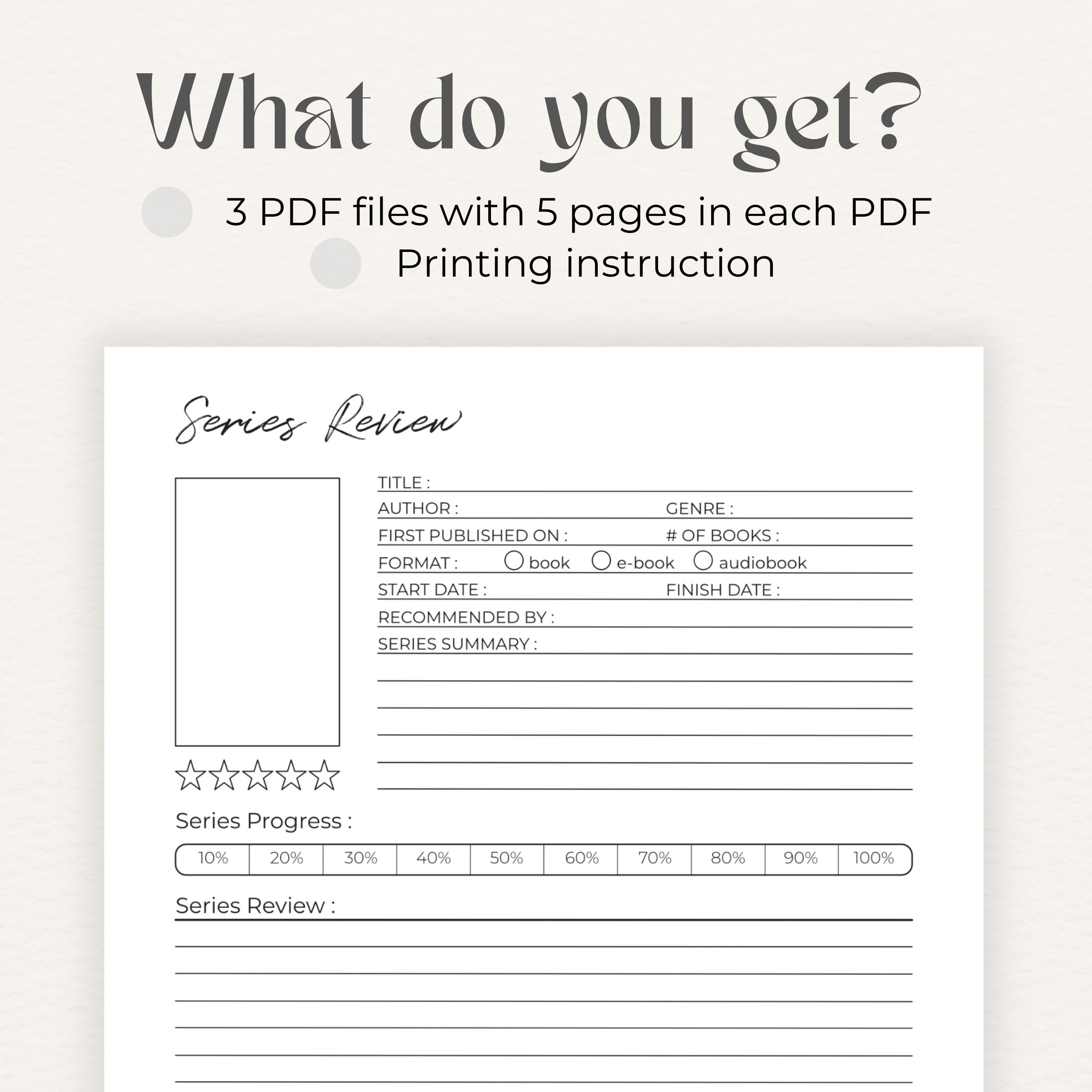 Printable Reading Journal | Minimal Book Review Page | PDF Book Planner ...