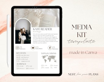 2 Seiten Media Kit Canva Vorlage, Buch Blogger Preisliste Vorlage, Youtube Instagram Press Kit, Influencer Social Media Kit, Beige Preisliste