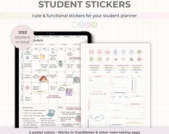 Digitale Studenten Aufkleber für GoodNotes, Akademische Planer Aufkleber, Symbole, Sticky Notizen, Lern-Widgets, Memo, Etiketten, Notability Aufkleber