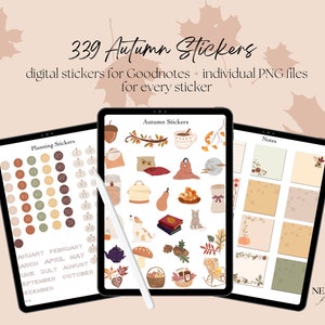 Adesivi digitali autunnali per tutti i giorni Goodnotes, adesivi autunnali zucca PNG, adesivi per pianificatore digitale, libro di adesivi carino stile di vita, notabilità