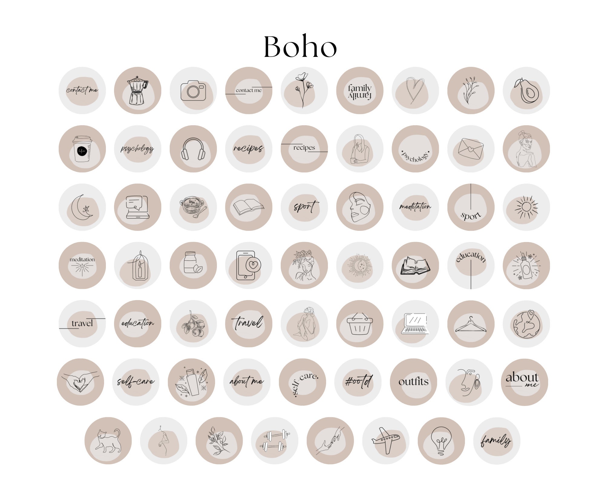 434 Boho Instagram Highlight Covers / Black and White / Neutral ...