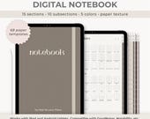 Digital Notebook, GoodNotes Paper Texture Notebook, Note Paper Template, Student Notebook, Hyperlinked Notebook with Tabs, Notability