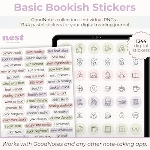Digital Stickers for Reading Journal | Cute Bookish GoodNotes Stickers | Icons, Labels, Corners | Cozy Stickers for Book Lovers | Notability
