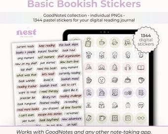 Digital Stickers for Reading Journal | Cute Bookish GoodNotes Stickers | Icons, Labels, Corners | Cozy Stickers for Book Lovers | Notability