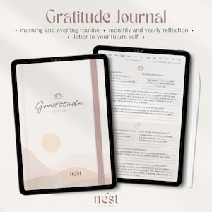 Digital Gratitude Journal for iPad - Classic Paper Texture 5 Minute Mindfulness & Wellness Planner Digital Gratitude Journal | GoodNotes