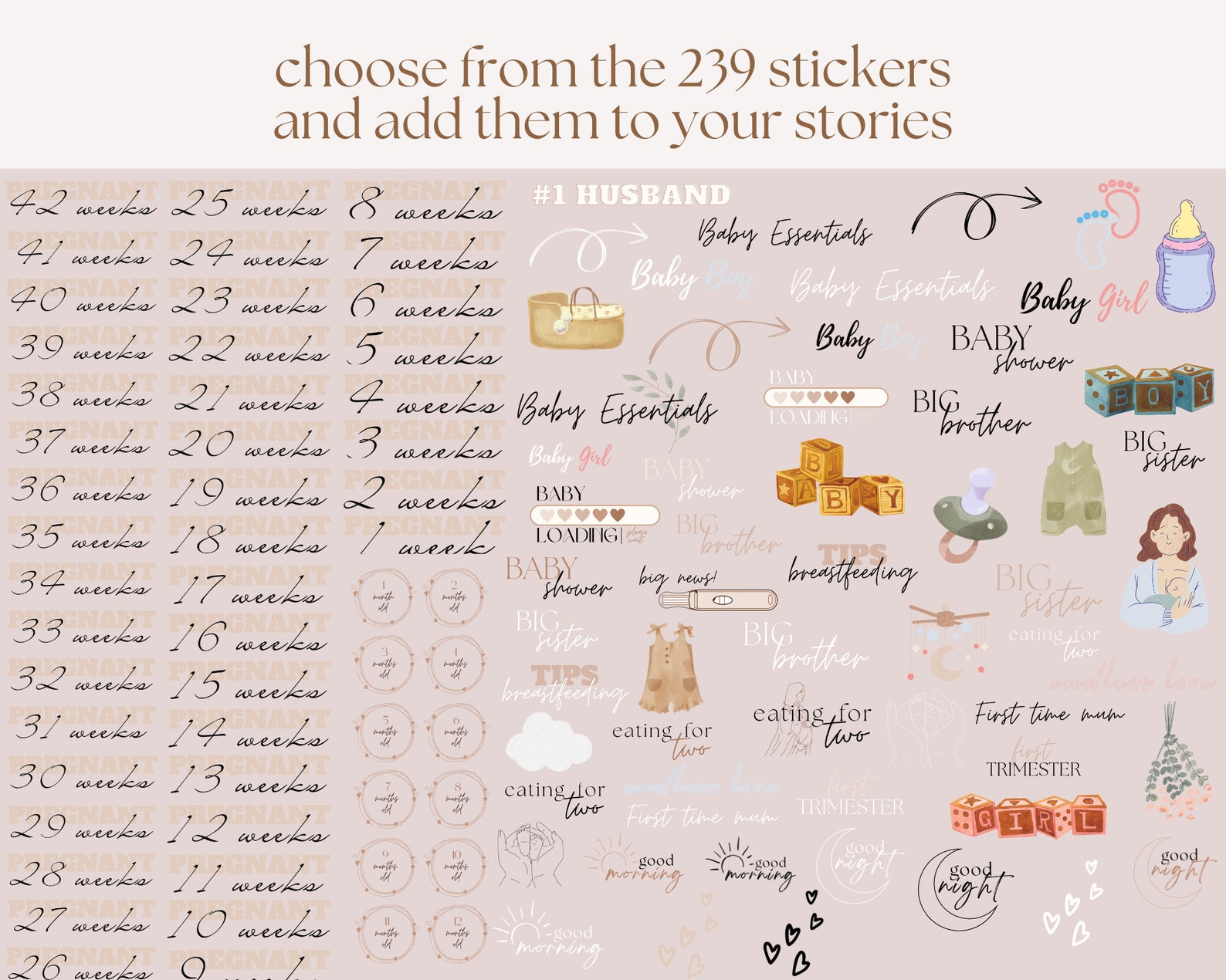 239 Momlife Instagram Story Stickers, Pregnancy IG Templates, Mom ...