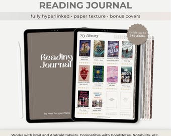Digital Reading Journal, Paper Texture Reading Tracker for iPad, GoodNotes Book Journal, Android Reading Log, Book Review, Notability