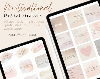 Inspirational Quotes Digital Stickers, That girl Quotes, Elegant Motivational Stickerbook,  Positive Quotes Goodnotes Stickers, Affirmations