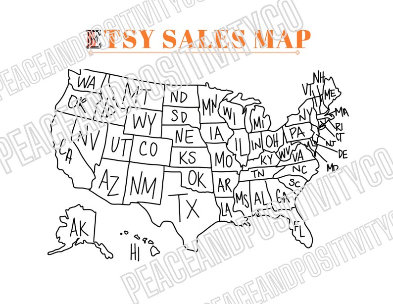 Etsy Printable Sales Map Instant Download Etsy