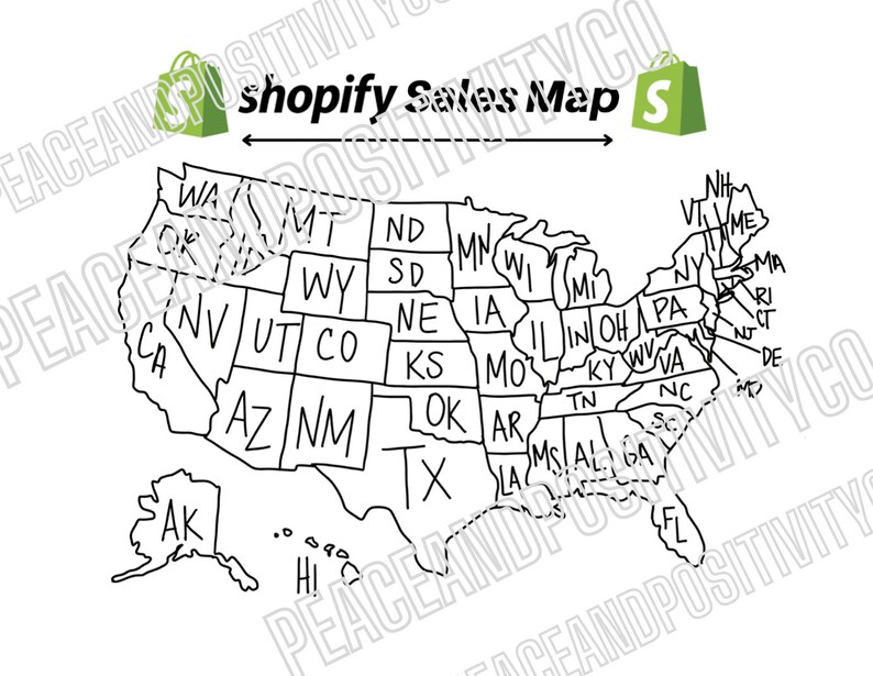 Shopping Key Map Shopify Printable Sales Map -- Instant Download!! - Etsy