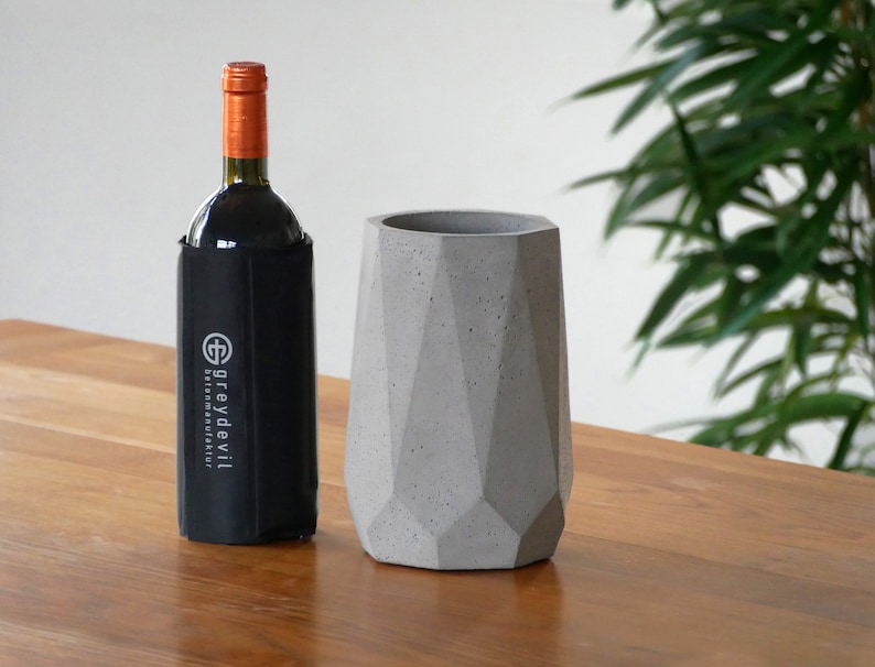 Wine cooler concrete: modern design Bottle cooler in concrete decoration as a gift idea, also as a concrete vase or decorative vase, abstract concrete look image 2