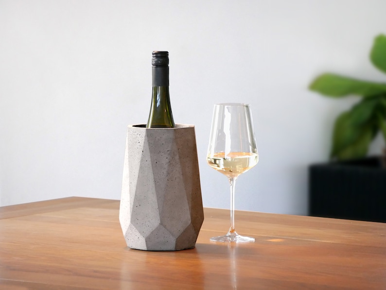 Wine cooler concrete: modern design Bottle cooler in concrete decoration as a gift idea, also as a concrete vase or decorative vase, abstract concrete look image 1