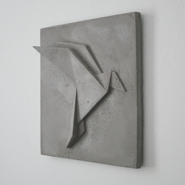 3D Beton Vogel Wanddeko | Beton Kunst als Wandpaneel in Betonoptik in modernem abstrakten Design, Geschenk Einzug Haus oder Wohnung