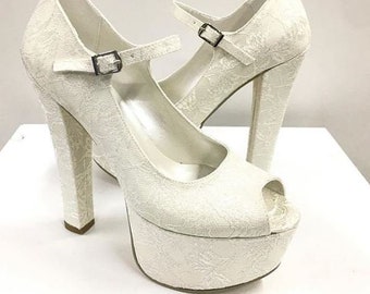 Scarpe da sposa con plateau, avorio, scarpe con plateau, scarpe da sposa avorio, avorio, scarpe da sposa, bianco