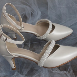 Pearl Embllished , Thin heel , Blcok heel , wedding shoe , bridal shoe , bride shoe