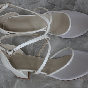 For Wider feet  , Tulle, Criss Cross Strap Wedding Shoes , Heels , Ivory Bride Shoes , White Bridal Shoes , Criss Cross shoe