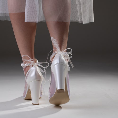 Guipure high quality , Tulle Bridal Shoes , Heels