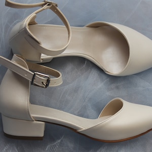 Ankle strap ,  Block heel , Wedding Shoe,Heels, bridal Shoe , low Heel , low heels , Bride Shoe , Ivory, White