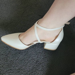 Criss Cross , Wedding Shoes ,  Bridal Shoes , Heels , Bride Shoes , Ivory , White , Block Heels , Gift