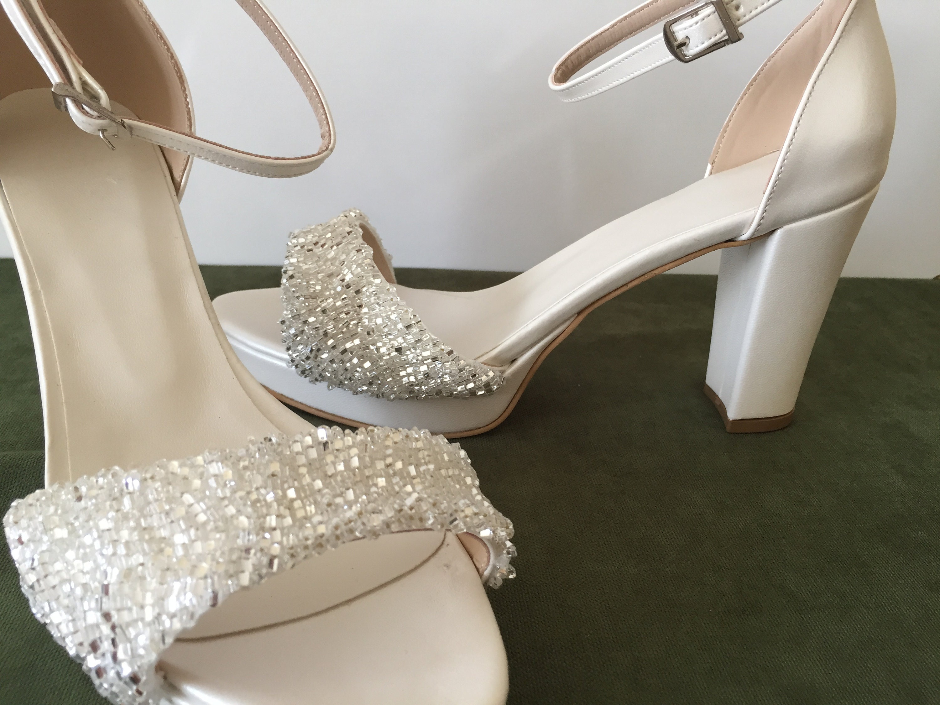 embellished heel wedding shoes