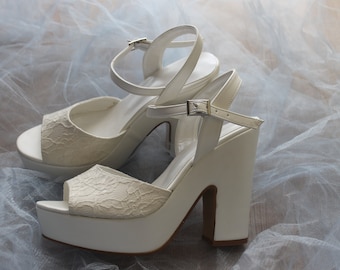Scarpe da sposa, tacchi, tacchi alti, scarpe da sposa avorio