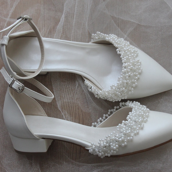 Pearl Embellished , Heels , Embellished Wedding Shoes , Bridal Shoes , Ivory ,  Pearl