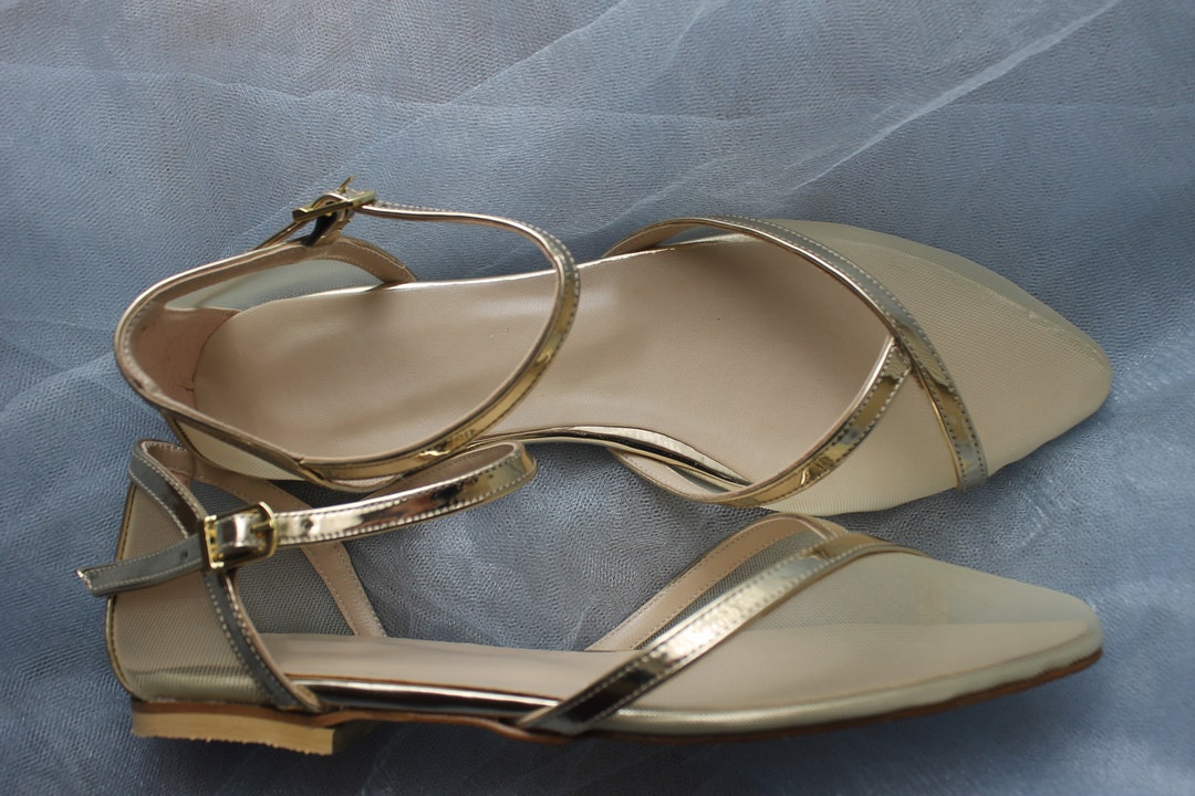 flat wedding shoes with ankle strap