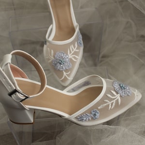 Blue Guipure - Pearl Embellished , Blue Wedding Shoe , Blue parl shoe , blue lace shoe , Lace embellished , wedding shoe, blue bridal shoe
