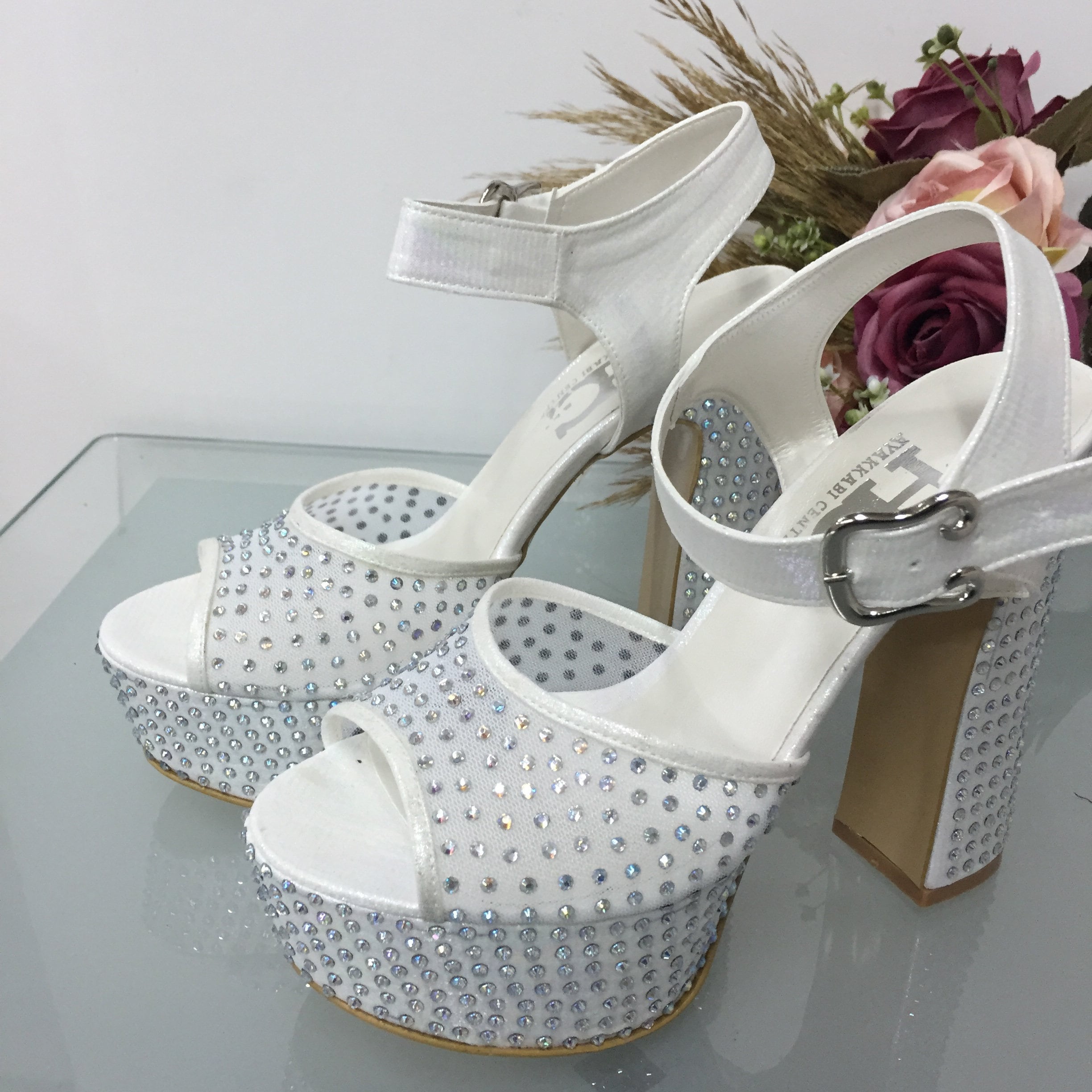 embellished ivory heels
