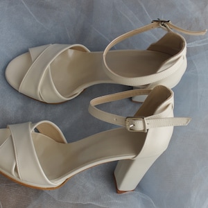 Ankle Strap , Wedding Shoes ,  Bridal Shoes , Heels , Bride Shoes , Ivory , White , ankle strap wedding shoes , heels , block heel ,low heel