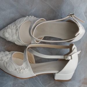 Guipure Embellished , Criss Cross , Block Heel , Wedding Shoes , Bride Shoe , Bridal Shoe