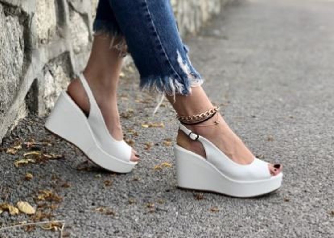 ivory wedding wedges for bride