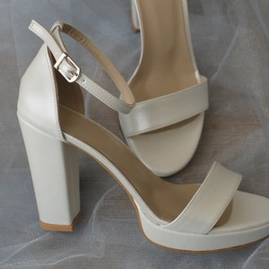 Platform Ankle Strap Block Heel Wedding Shoe Bridal - Etsy