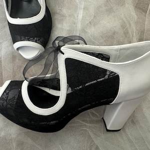 Platform , Black and White ,  Bridal Shoes , Block Heels , high heels , wedding shoes , Platform Bridal Shoes