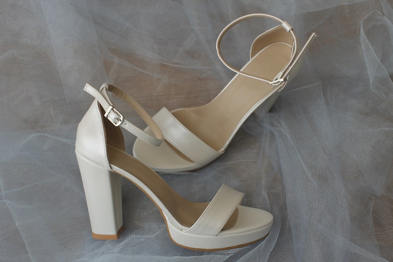 Platform Ankle Strap Block Heel Wedding Shoe Bridal - Etsy