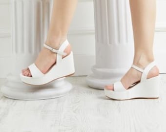 white wedding wedge