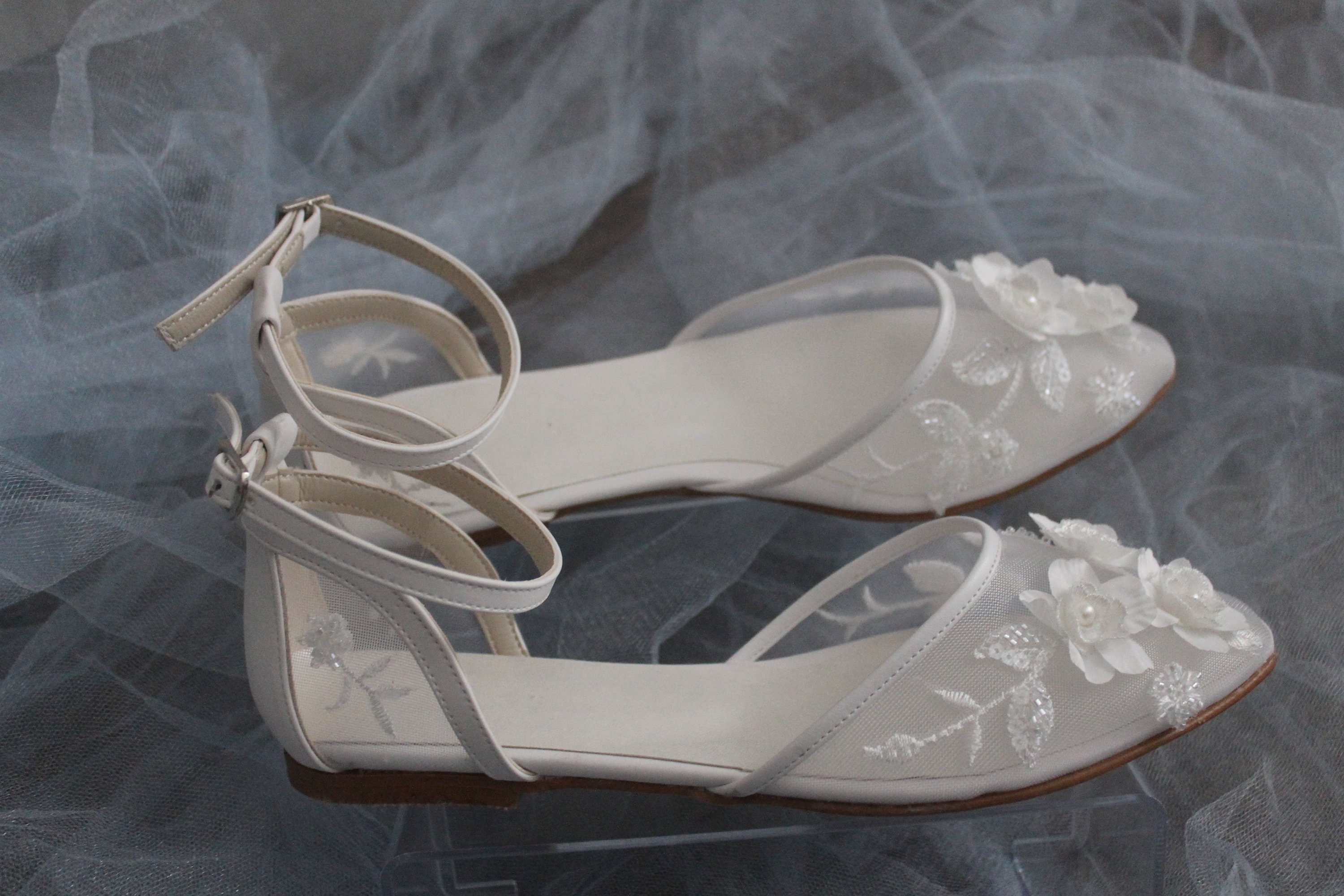 Flower Flat , Ankle Strap Flats, Flaat Wedding Shoes ,Flat, Flat Bride Shoes , Flat Bridal Shoes , Flat shoes , guipure flat,lace flat