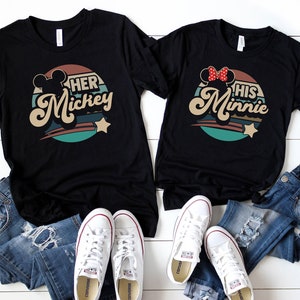 Disney couple shirts, Disney shirts for couples, Disney matching shirts, Her Mickey, His Minnie, Disney Honeymoon, Disney trip