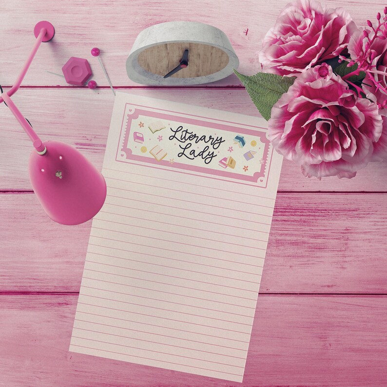 Literary Lady Notepad, Bookish Notepad, Book Stationery, Bookish ...