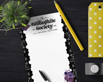Bibliophile Society Notepad, Bookish Notepad, Book Stationery, Bookish planner, Book Lover Notepad