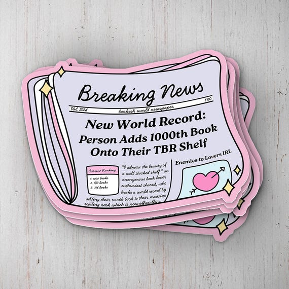 Book Lovers Newspaper Vinyl Sticker, Book Lover Sticker, Laptop Decal, Gifts For Readers, Funny Kindle Sticker, Bookish Sticker